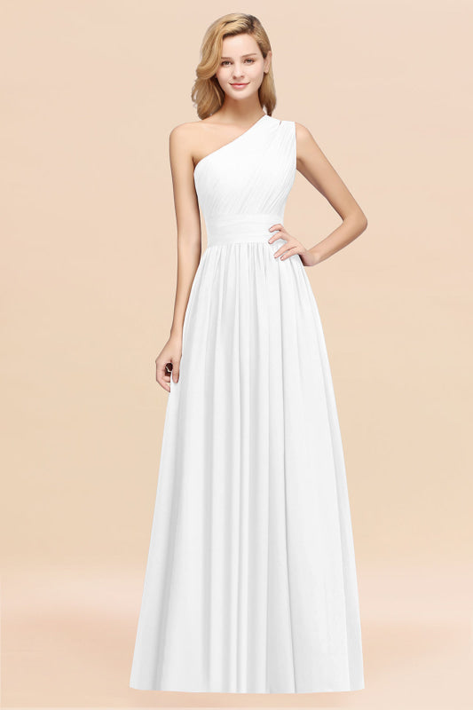 One Shoulder Pleated Chiffon A-line Bridesmaid Dress Burgundy