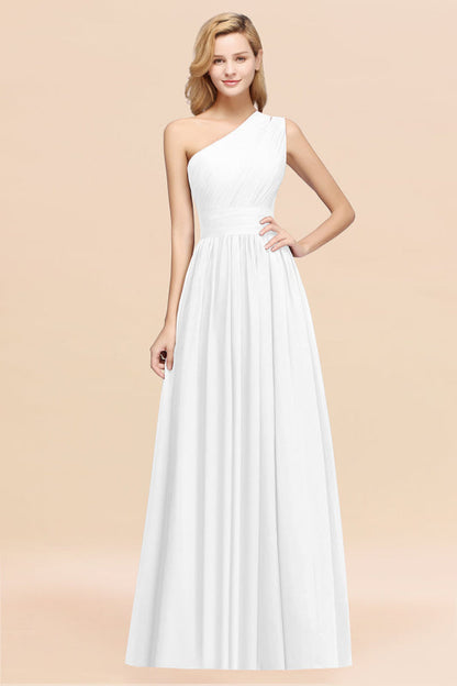 One Shoulder Pleated Chiffon A-line Bridesmaid Dress Burgundy
