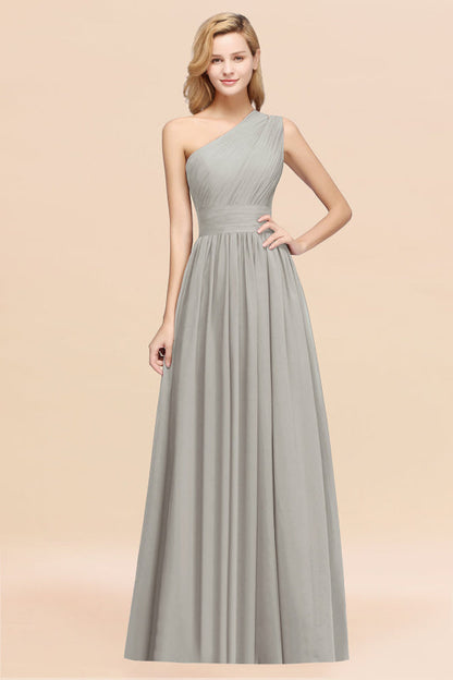One Shoulder Pleated Chiffon A-line Bridesmaid Dress Burgundy