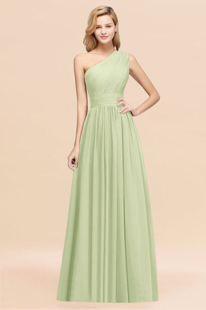One Shoulder Pleated Chiffon A-line Bridesmaid Dress Burgundy