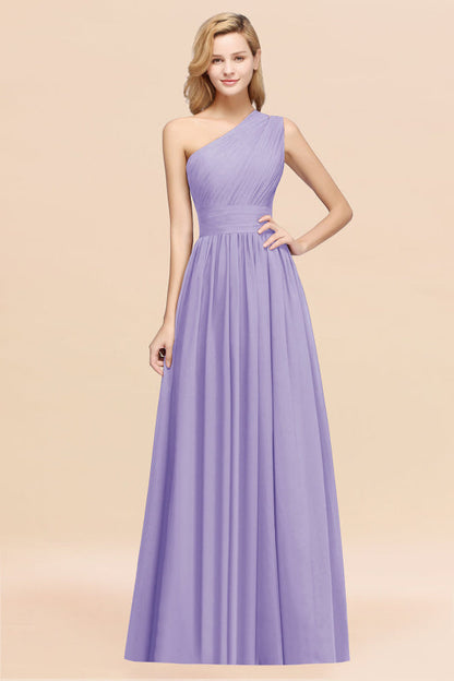 One Shoulder Pleated Chiffon A-line Bridesmaid Dress Burgundy