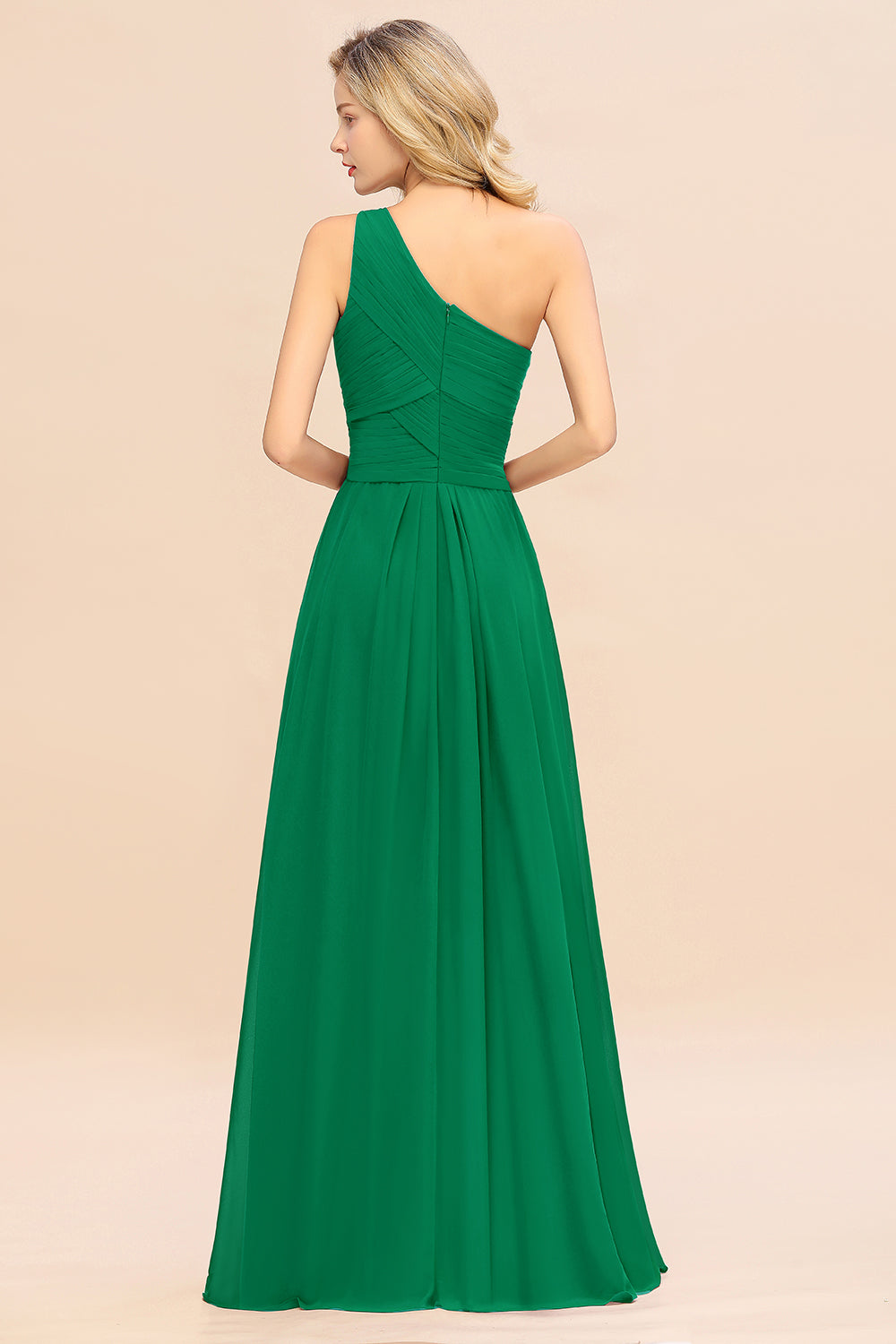 One Shoulder Aline Chiffon Bridesmaid Dress Long Wedding Guest Dress