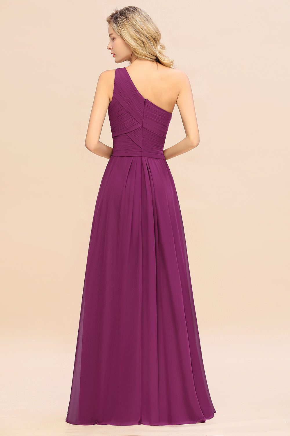 One Shoulder Aline Chiffon Bridesmaid Dress Long Wedding Guest Dress