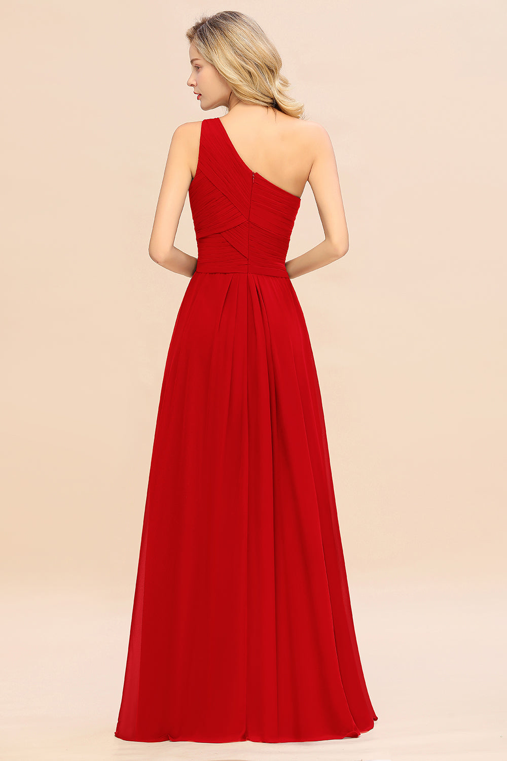 One Shoulder Aline Chiffon Bridesmaid Dress Long Wedding Guest Dress