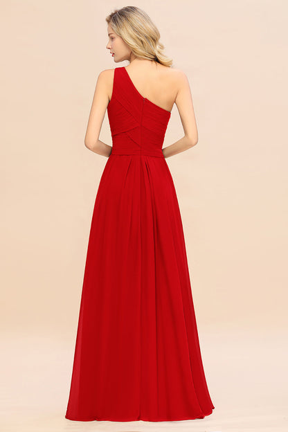 One Shoulder Aline Chiffon Bridesmaid Dress Long Wedding Guest Dress