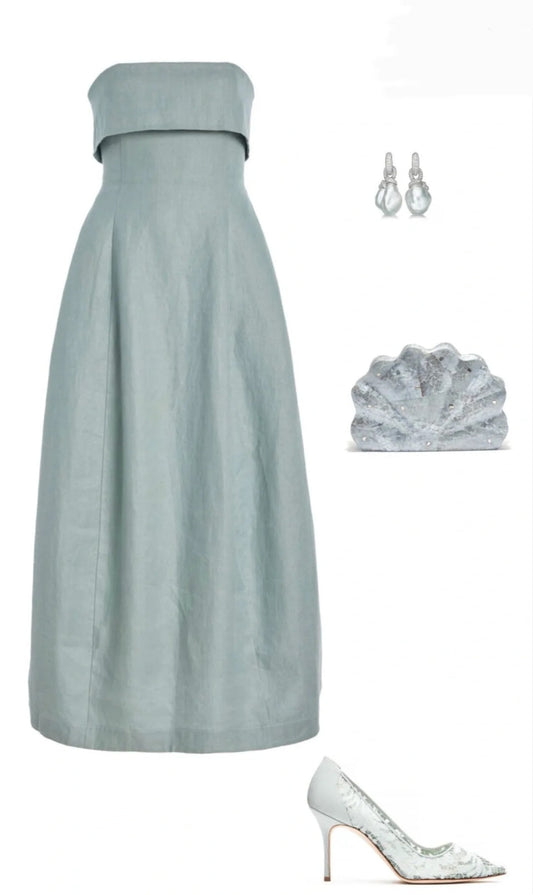 girlhomeshops--Blue tube top fashion mid-length satin prom dress homecoming dress simple dress gh5737