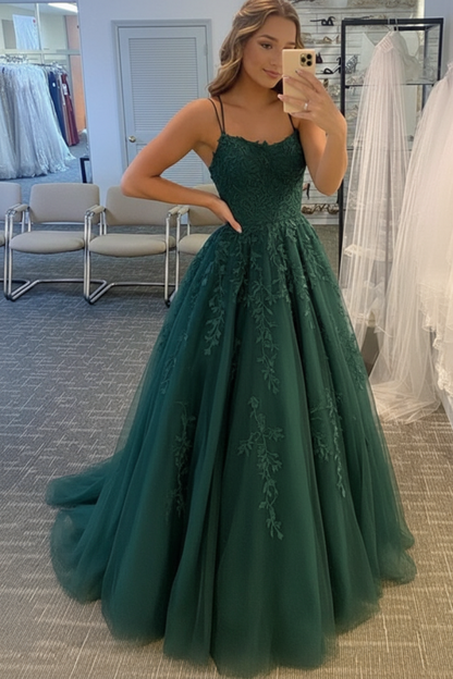 Open Back Yellow Lace Long Prom Dress Aline Lace Formal Evening Dress