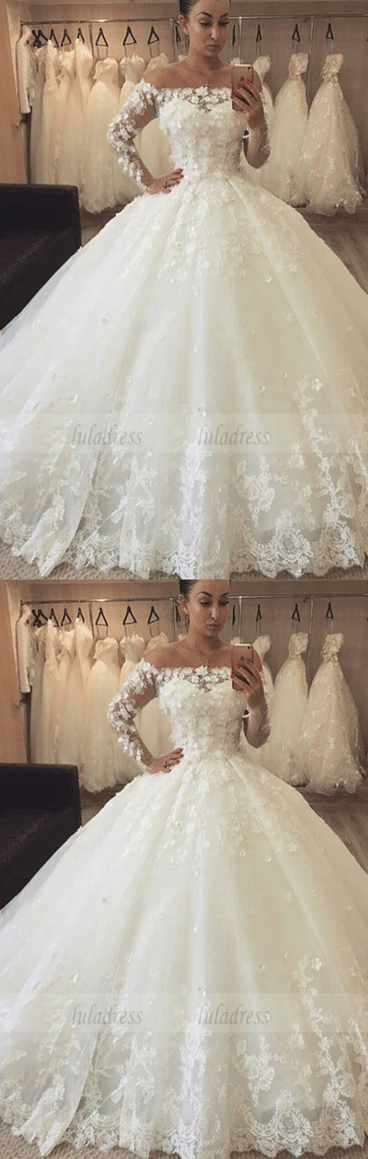 Chic Flowers Ball Gown Wedding Dresses