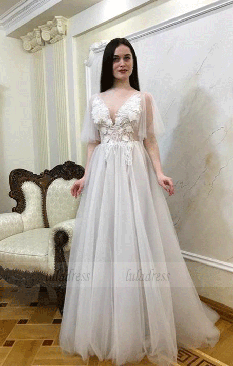 Boho Vintage Wedding Dress,Boho Chic Bridal Dress