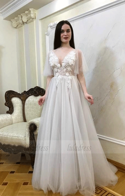 Boho Vintage Wedding Dress,Boho Chic Bridal Dress