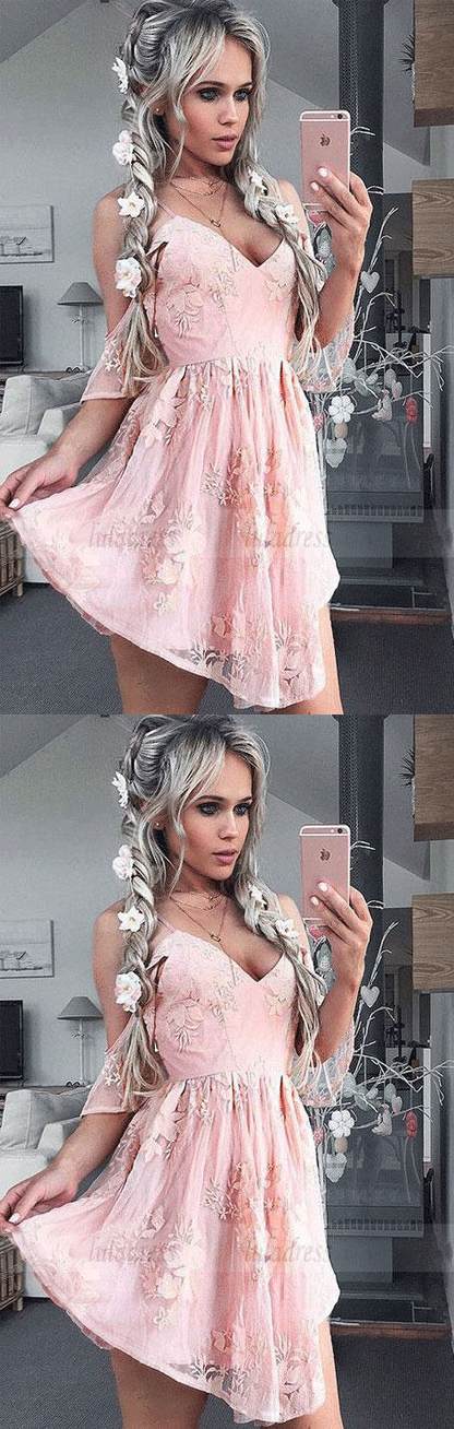 Homecoming Dresses,Lace Homecoming Gowns,Short Prom Gown