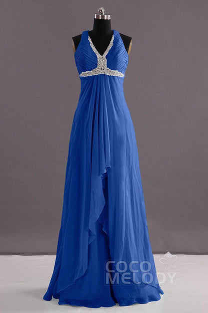 Sheath-Column Floor Length Chiffon Evening Dress COEF14001