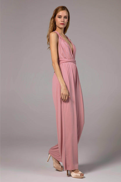 Jumpsuit Floor Length Knitted Fabric Bridesmaid Dress Formal Dresses CB0419