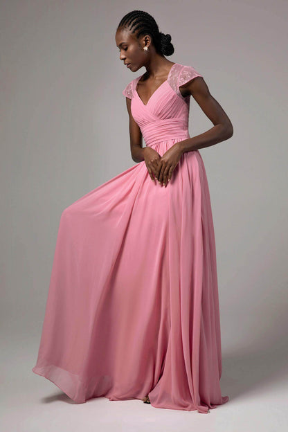 A-Line Floor Length Chiffon Bridesmaid Dress CB0390