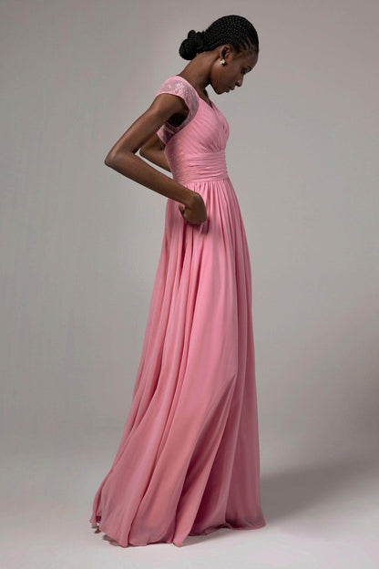 A-Line Floor Length Chiffon Bridesmaid Dress CB0390