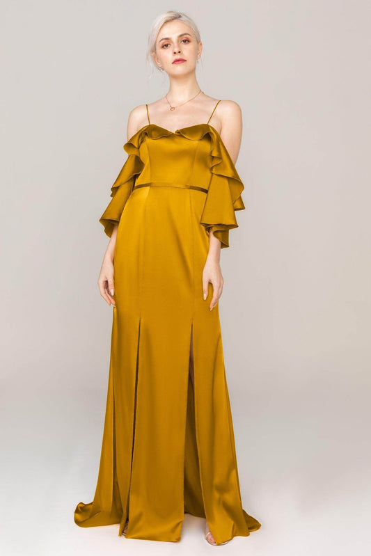 Sheath Sweep Train Luxe Satin Dress CS0310