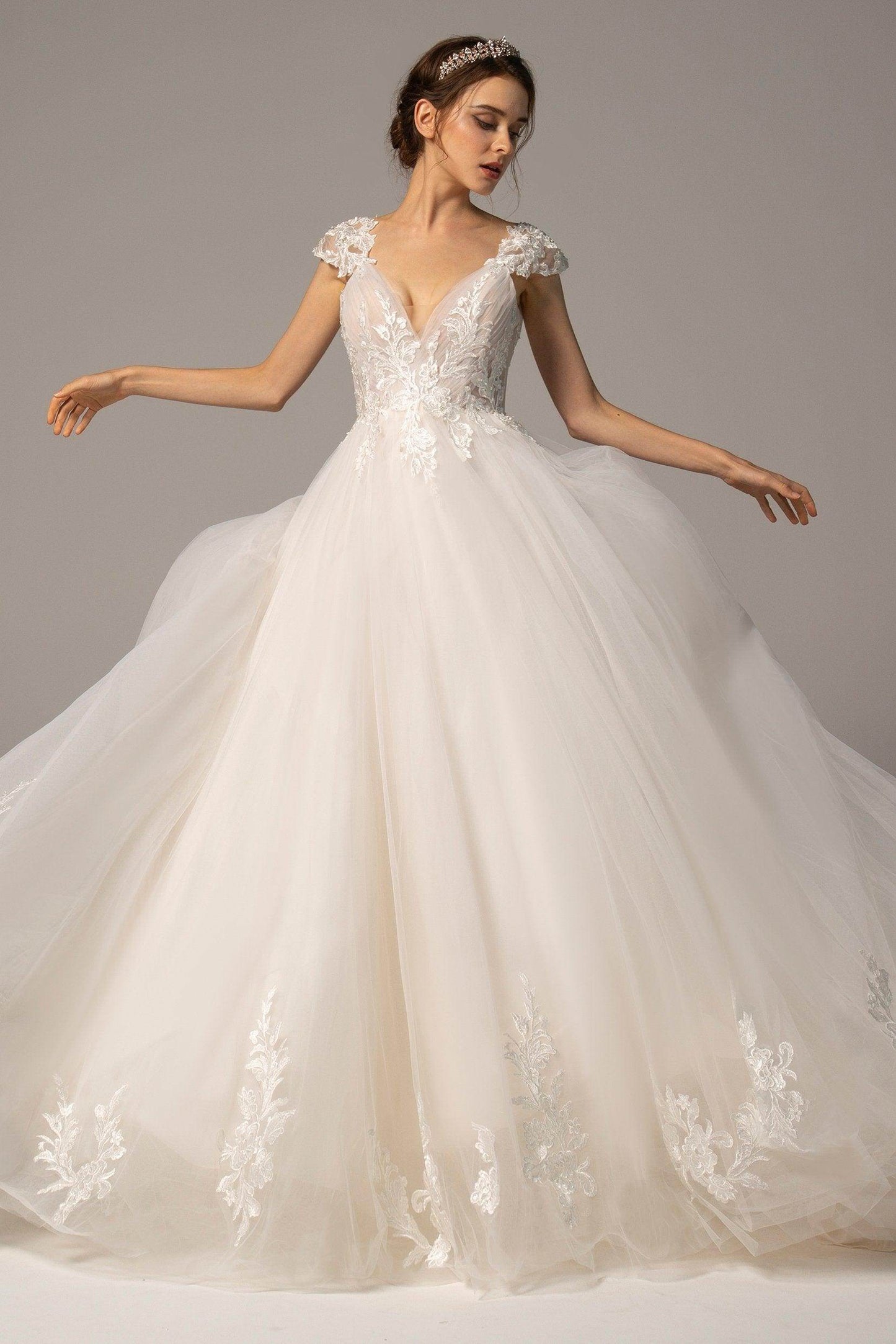 A-Line Court Train Tulle Wedding Dress CW2358