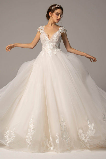 A-Line Court Train Tulle Wedding Dress CW2358