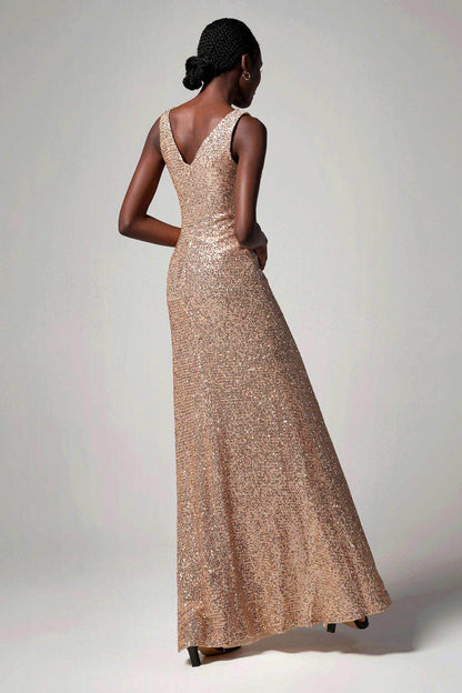 Sheath-Column Floor Length Sequined Dress CB0404