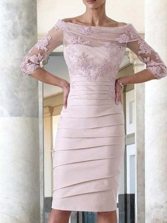 Elegant and noble satin sticker spoon 3/4 sleeve knee length Mother of the Bride Dresses