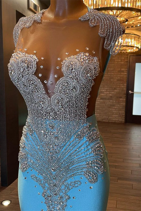 Pool Sleeveless Mermaid Prom Dress with Beading