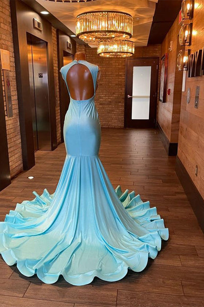 Pool Sleeveless Mermaid Prom Dress with Beading