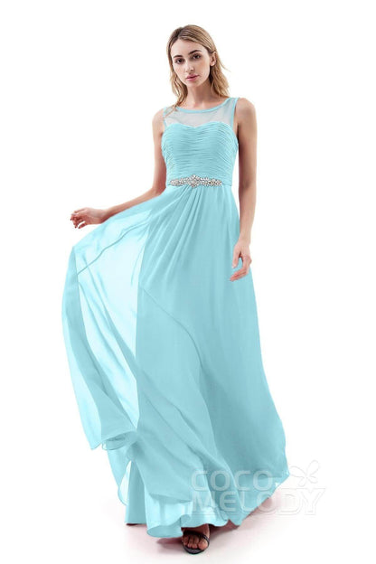 A-Line Sweep-Brush Train Chiffon Dress PR3400