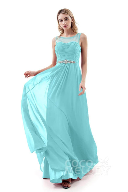 A-Line Sweep-Brush Train Chiffon Dress PR3400