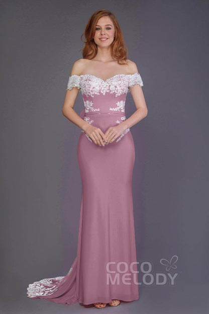 Mermaid Sweep Train Knitted Fabric Bridesmaid Dress PR3491