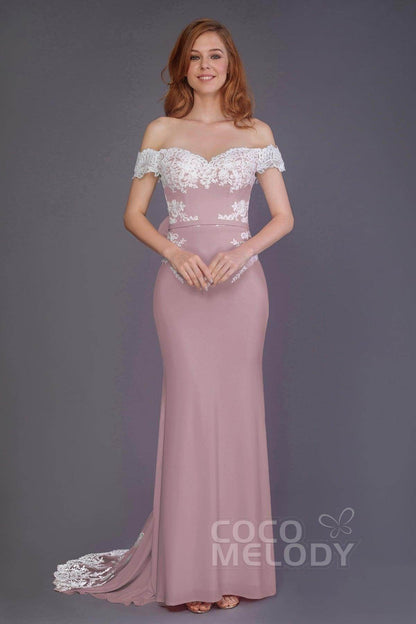 Mermaid Sweep Train Knitted Fabric Bridesmaid Dress PR3491