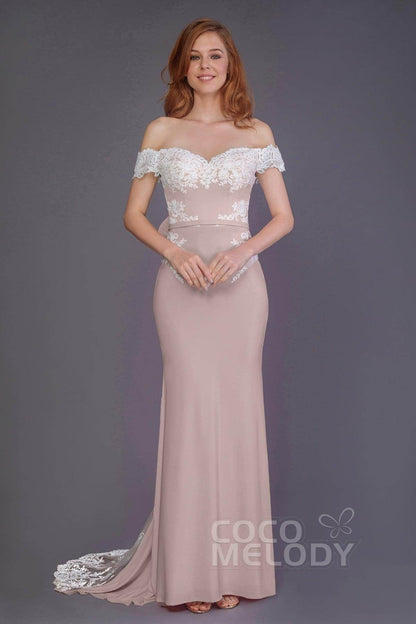 Mermaid Sweep Train Knitted Fabric Bridesmaid Dress PR3491