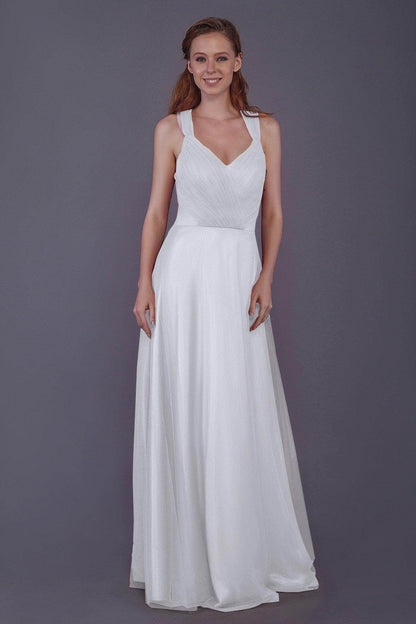Sheath-Column Floor Length Tulle Bridesmaid Dress PR3496