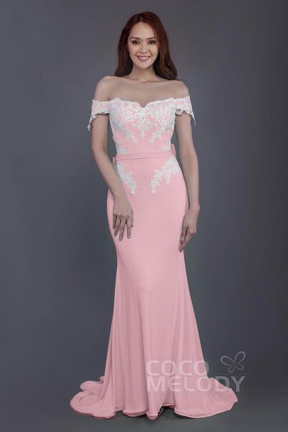 Mermaid Sweep Train Knitted Fabric Bridesmaid Dress PR3497
