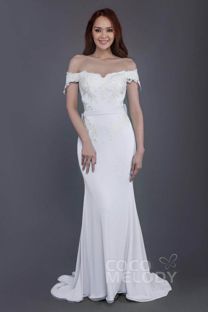 Mermaid Sweep Train Knitted Fabric Bridesmaid Dress PR3497