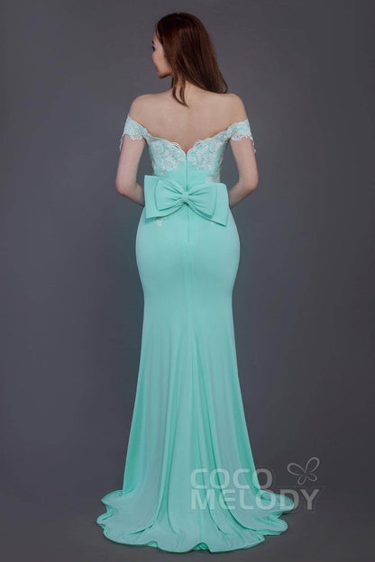 Mermaid Sweep Train Knitted Fabric Bridesmaid Dress PR3497