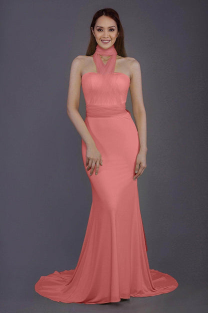 Mermaid Court Train Knitted Fabric Bridesmaid Dress PR3498