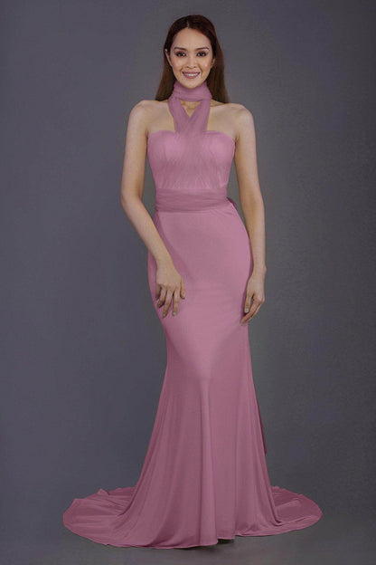 Mermaid Court Train Knitted Fabric Bridesmaid Dress PR3498