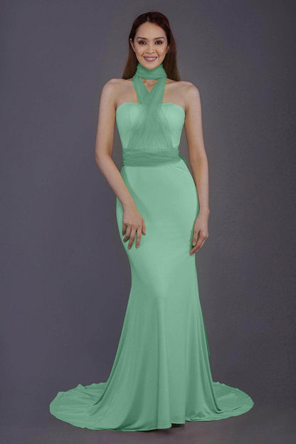 Mermaid Court Train Knitted Fabric Bridesmaid Dress PR3498