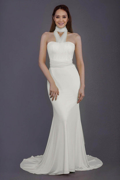 Mermaid Court Train Knitted Fabric Bridesmaid Dress PR3498