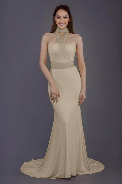 Mermaid Court Train Knitted Fabric Bridesmaid Dress PR3498