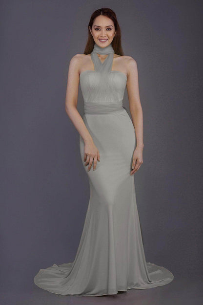 Mermaid Court Train Knitted Fabric Bridesmaid Dress PR3498
