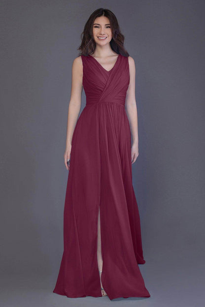 Sheath-Column Floor Length Chiffon Bridesmaid Dress PR3499
