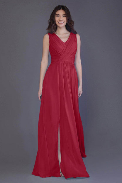 Sheath-Column Floor Length Chiffon Bridesmaid Dress PR3499