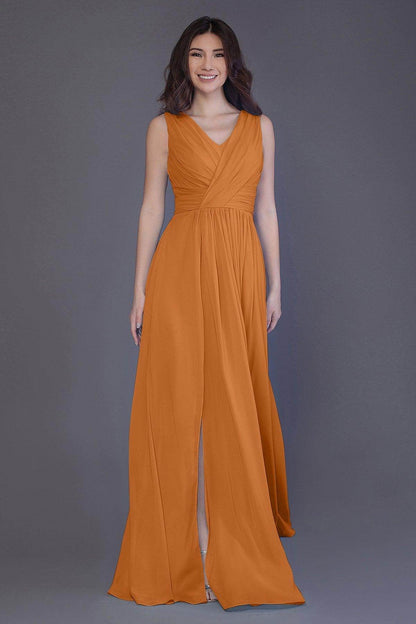 Sheath-Column Floor Length Chiffon Bridesmaid Dress PR3499