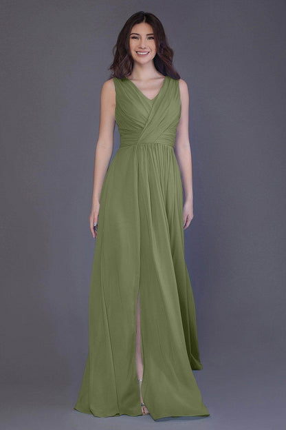Sheath-Column Floor Length Chiffon Bridesmaid Dress PR3499