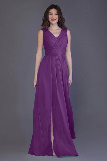 Sheath-Column Floor Length Chiffon Bridesmaid Dress PR3499