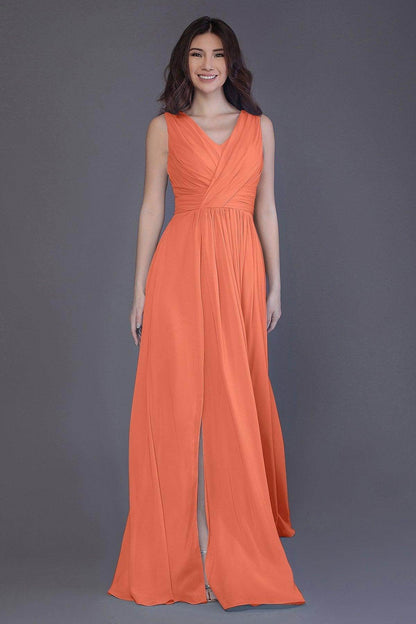 Sheath-Column Floor Length Chiffon Bridesmaid Dress PR3499