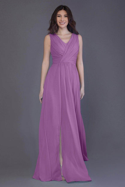 Sheath-Column Floor Length Chiffon Bridesmaid Dress PR3499