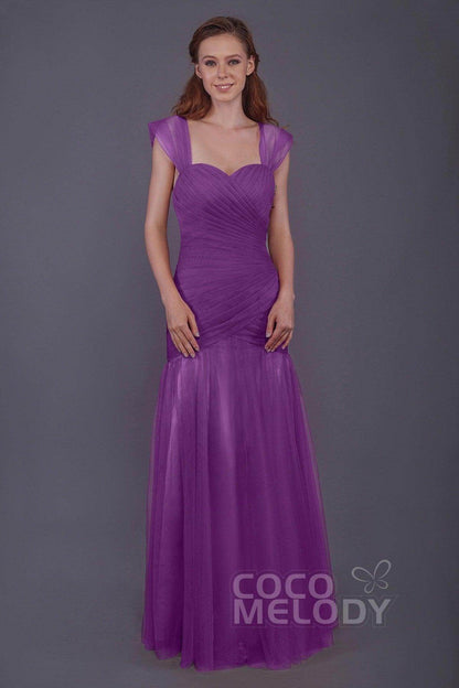 Trumpet-Mermaid Floor Length Tulle Bridesmaid Dress PR3500