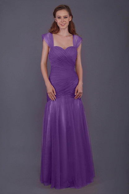Trumpet-Mermaid Floor Length Tulle Bridesmaid Dress PR3500
